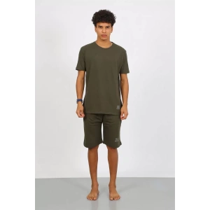 Moda Erkek Pamuk Lakost Alt Üst Kaprili Pijama Takım Haki