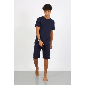 Moda Erkek Pamuk Lakost Alt Üst Kaprili Pijama Takım Lacivert