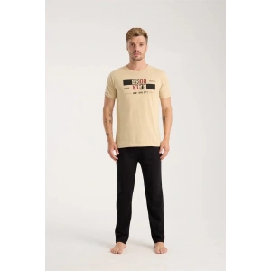 Moda Erkek Ten Rengi Kısa Kol Pijama Takımı