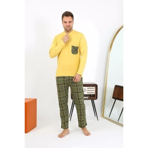 Moda Erkek Uzun Kol Penye Sarı Pijama Takımı