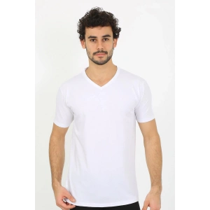 Moda Erkek V Yaka Beyaz Penye Atlet