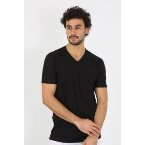 Moda Erkek V Yaka Siyah Penye Atlet