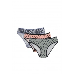 Moda Kadın 3lü Külot Lacivert - Somon - Yeşil