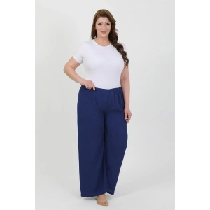 Moda Kadın Büyük Beden Bürümcük Pantolon  Saks