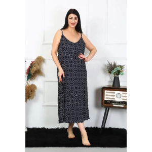 Moda Kadın Büyük Beden İp Askılı Pamuklu Uzun Gecelik
