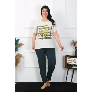 Moda Kadın Büyük Beden Krem Pijama Takımı