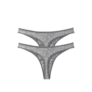 Moda Kadın Gri Zebra Desenli 2li Tanga Slip
