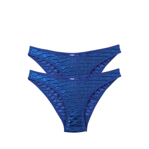 Moda Kadın Mavi Dalga Desenli Parlak 2li Slip