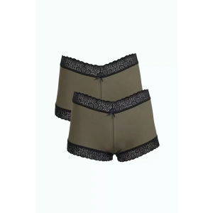Moda Kadın Pamuklu 2li Boxer Haki