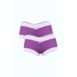 Moda Kadın Pamuklu 2li Boxer Mor
