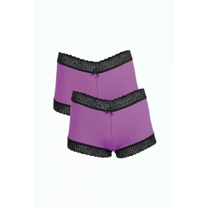 Moda Kadın Pamuklu 2li Boxer Mor