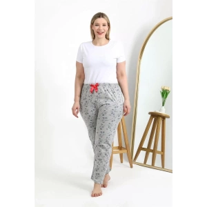 Moda Kadın Pamuklu Büyük Beden Alt Pijama Gri
