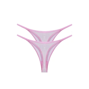 Moda Kadın Pembe Transparan 2li Tanga Slip