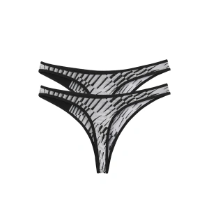 Moda Kadın Siyah Beyaz Desenli 2li Tanga Slip