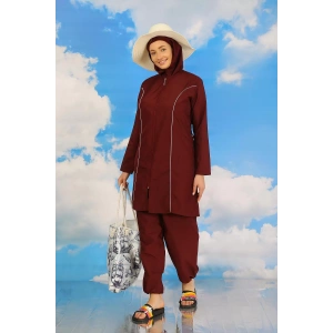 Moda Kadın Tam Tesettür Bordo Mayo