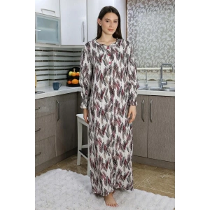 Moda Kadın Uzun Kol Penye Gecelik Ev Elbisesi Kırmızı