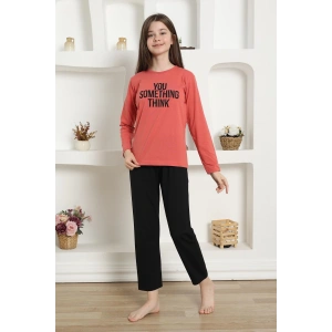 Moda Kız Çocuk Penye Pijama Takım Mercan