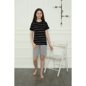 Moda Kız Çocuk Penye Şortlu Pijama Takım Siyah