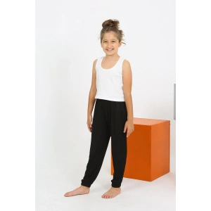 Moda Kız Çocuk Sıfır Kol Beyaz Penye Pijama Takım