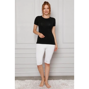 Moda Penye Likralı Diz Üstü Tayt Beyaz