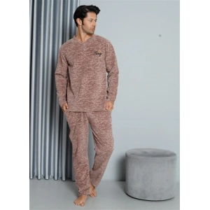 Moda Polar Erkek Pijama Takımı Sütlü Kahve