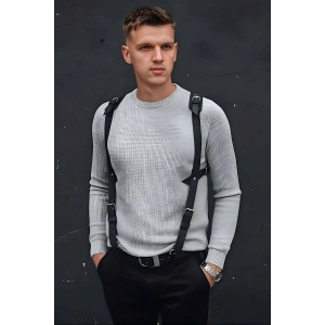 Omuz Detaylı Şık Erkek  Deri Harness, Erkek  Gömlek Üzeri Aksesuar - Brfm135