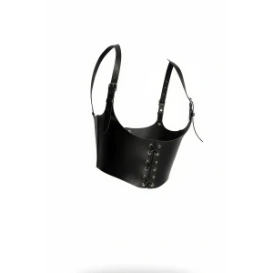 Omuzdan Askılı Deri Korse Kemer, Siyah Kadın Deri Kemer - Brf1428