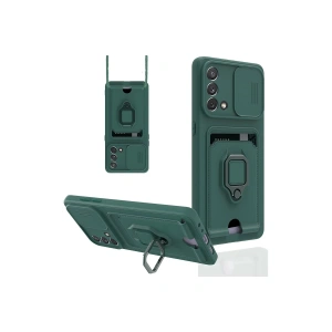 Oppo A74 4G Kılıf Zuma Kartvizitli Yüzüklü Silikon - Yeşil