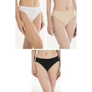 Pamuklu Siyah Beyaz Ten Rengi 3lü Külot