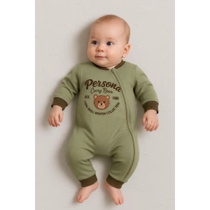 Persona Bear Nakışlı % 100 Pamuk Erkek Bebek Tulum