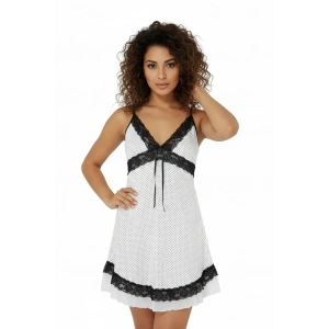 Pınar Beyaz Puantiyeli Gecelik Ve Külottakımı