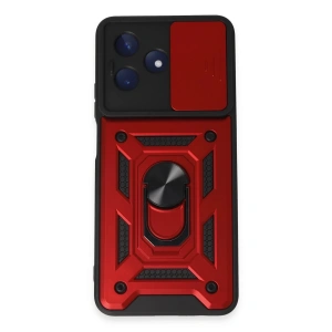 Realme C53 Kılıf Pars Lens Yüzüklü Silikon - Kırmızı