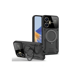 Realme C55 Kılıf Joy Lens Standlı Kapak - Siyah