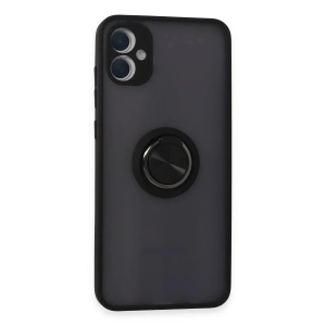 Samsung Galaxy A05 Kılıf Montreal Yüzüklü Silikon Kapak - Siyah