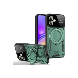 Samsung Galaxy A06 Kılıf Joy Lens Standlı Kapak - Koyu Yeşil