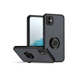 Samsung Galaxy A06 Kılıf Montreal Yüzüklü Silikon Kapak - Siyah