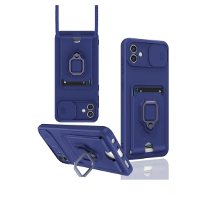 Samsung Galaxy A06 Kılıf Zuma Kartvizitli Yüzüklü Silikon - Lacivert