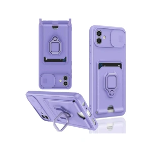 Samsung Galaxy A06 Kılıf Zuma Kartvizitli Yüzüklü Silikon - Lila