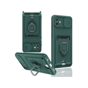 Samsung Galaxy A06 Kılıf Zuma Kartvizitli Yüzüklü Silikon - Yeşil