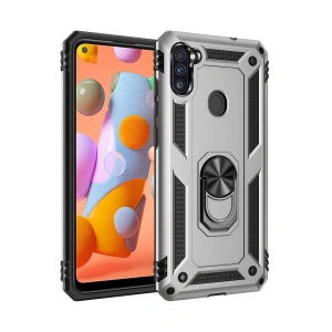 Samsung Galaxy A11 Kılıf Sofya Yüzüklü Silikon Kapak - Gümüş