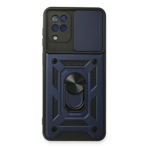 Samsung Galaxy A22 Kılıf Pars Lens Yüzüklü Silikon - Lacivert