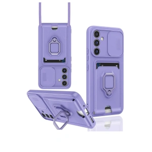 Samsung Galaxy A26 Kılıf Zuma Kartvizitli Yüzüklü Silikon - Lila