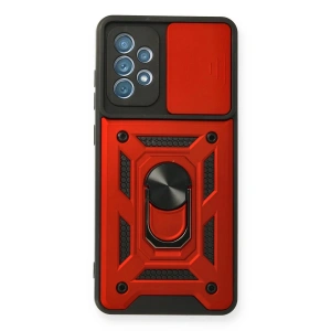 Samsung Galaxy A32 Kılıf Pars Lens Yüzüklü Silikon - Kırmızı