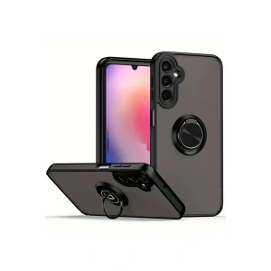 Samsung Galaxy A56 Kılıf Montreal Yüzüklü Silikon Kapak - Siyah