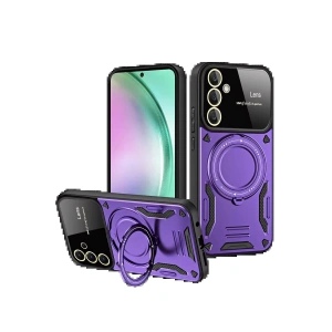 Samsung Galaxy S24 FE Kılıf Joy Lens Standlı Kapak - Mor