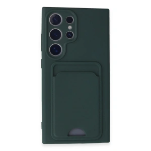 Samsung Galaxy S24 Ultra Kılıf Kelvin Kartvizitli Silikon - Koyu Yeşil