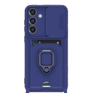 Samsung Galaxy S25 Plus Kılıf Zuma Kartvizitli Yüzüklü Silikon - Lacivert