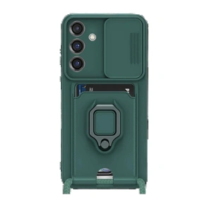 Samsung Galaxy S25 Plus Kılıf Zuma Kartvizitli Yüzüklü Silikon - Yeşil