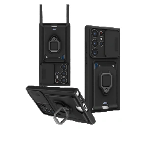 Samsung Galaxy S25 Ultra Kılıf Zuma Kartvizitli Yüzüklü Silikon - Siyah