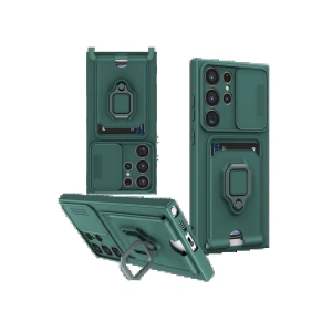 Samsung Galaxy S25 Ultra Kılıf Zuma Kartvizitli Yüzüklü Silikon - Yeşil